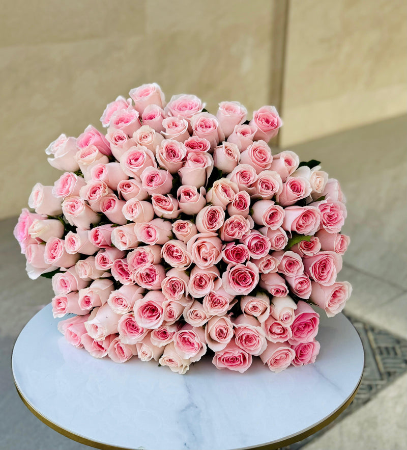 101 Pink Roses Bunch