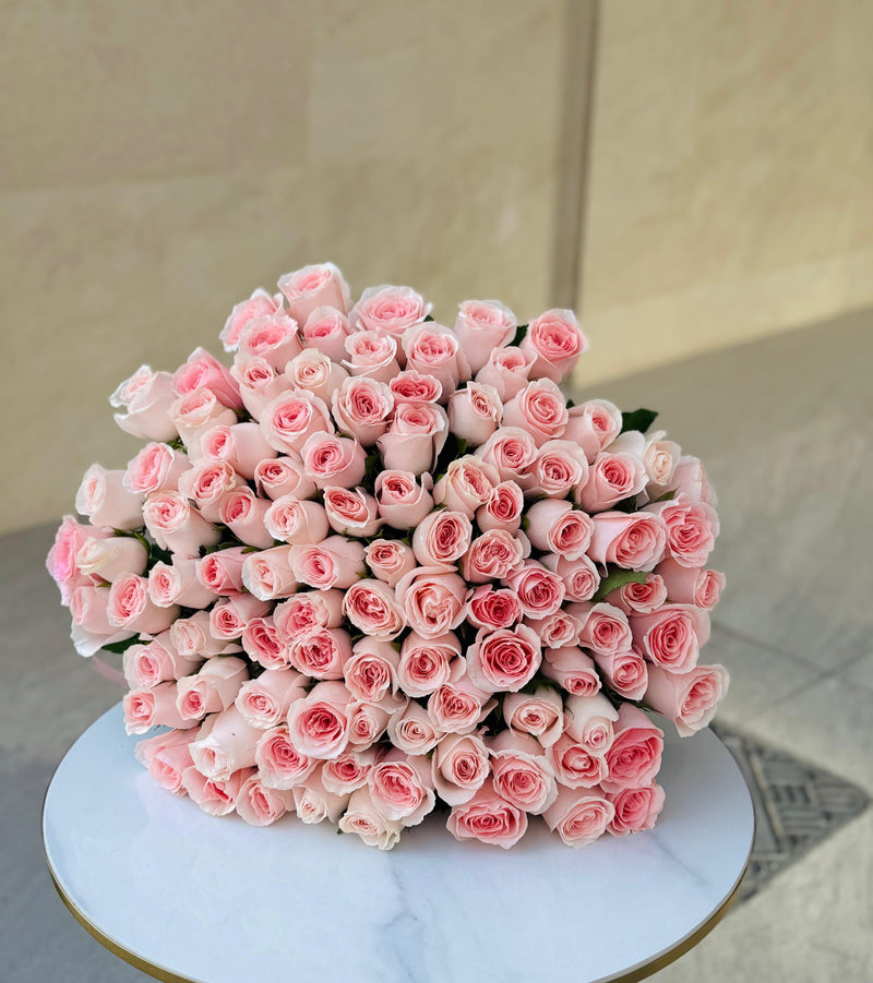 101 Pink Roses Bunch