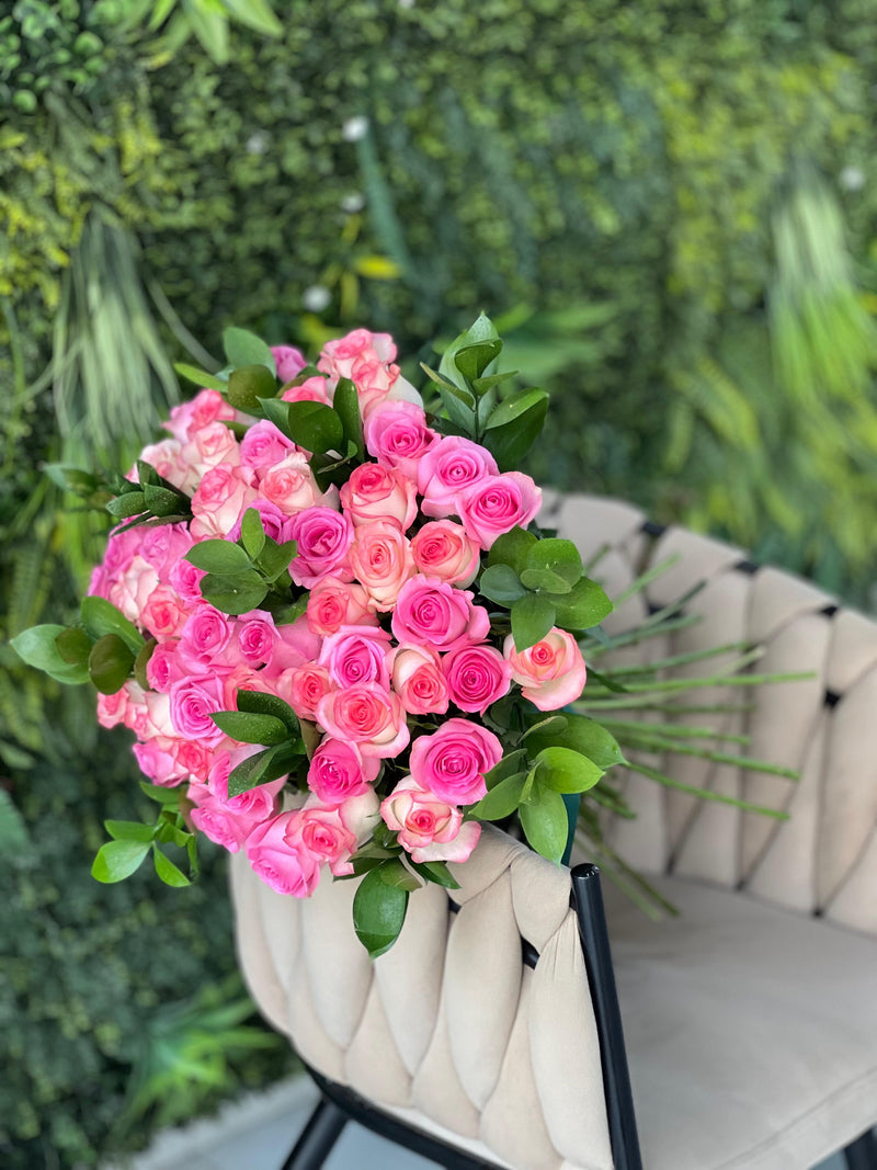 51 Fresh Pink Roses Bunch