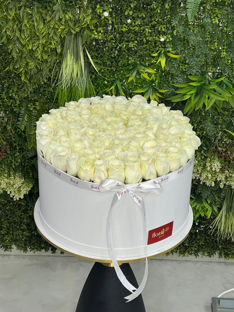 White Luxury Roses Box