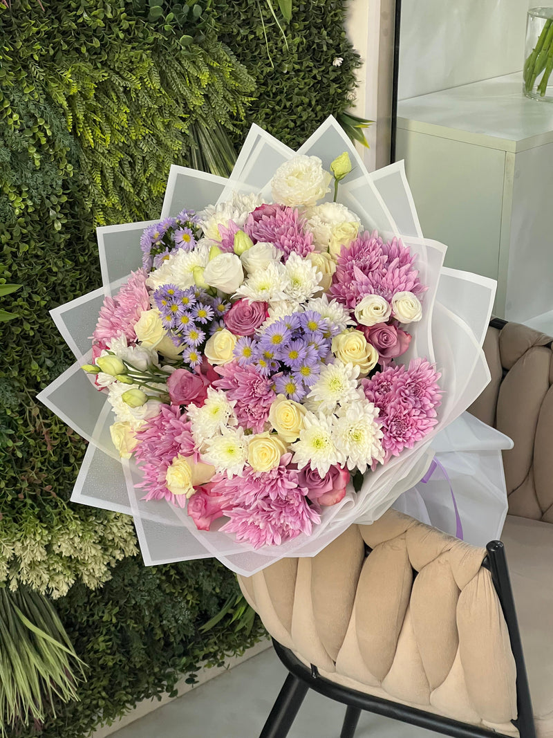 White & Violet Charm Bouquet