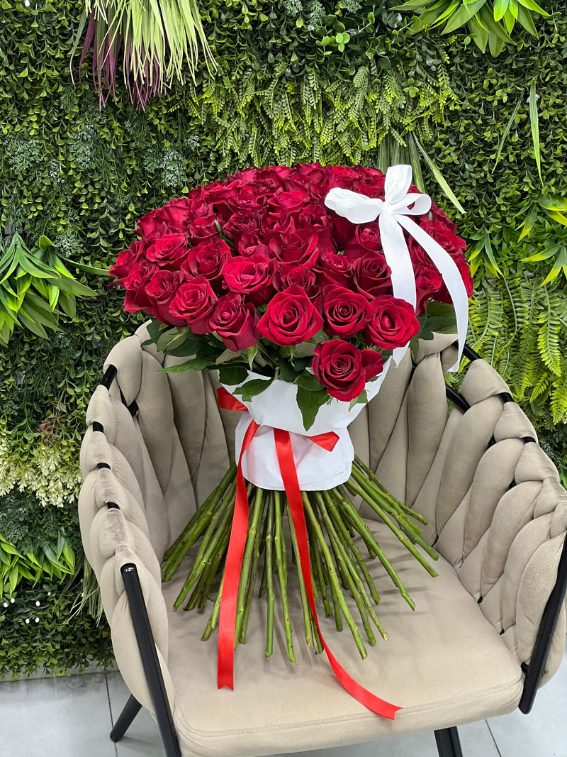 61 Fresh Red Roses Bunch