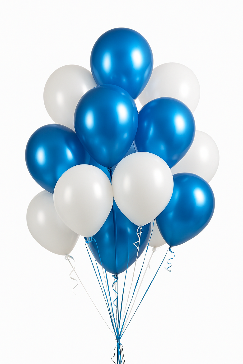 20 Chrome Blue & White Balloons (Helium Filled)