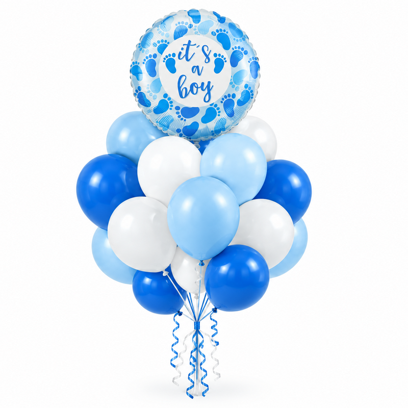 Baby Boy Celebration Balloons Set - Helium Filled