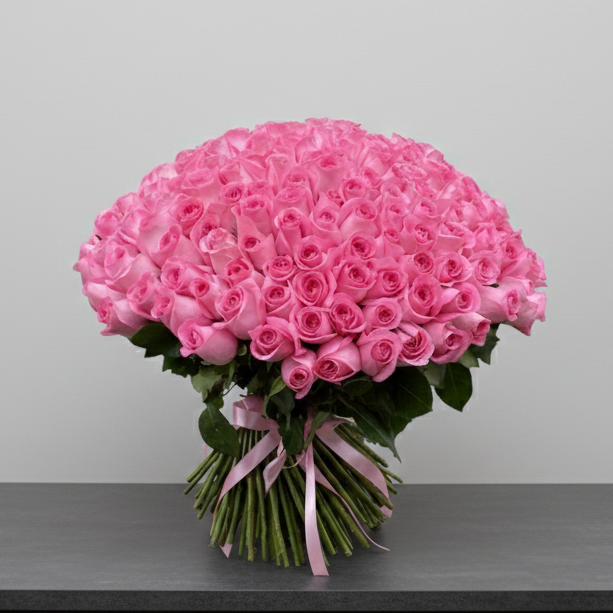Fresh 101 Pink Roses Bunch