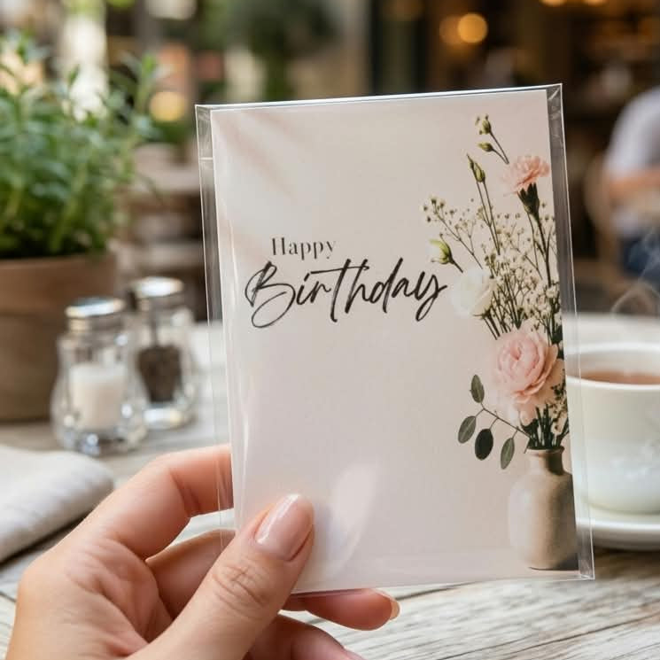 Happy Birthday Floral Vase Greeting Card