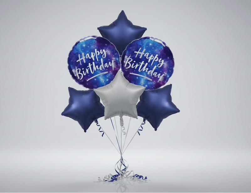 Celestial Birthday Balloon Bunch - with Helium