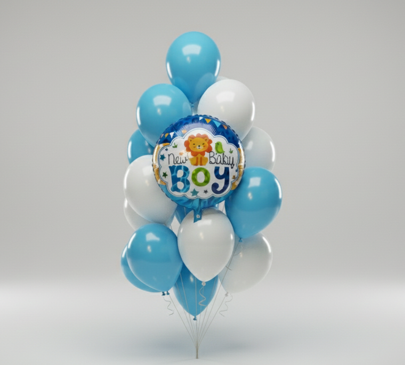 Baby Boy Celebration Balloons Set - Helium Filled
