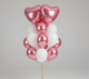 Plain Pink Heart Foil Balloons Set - Helium Filled