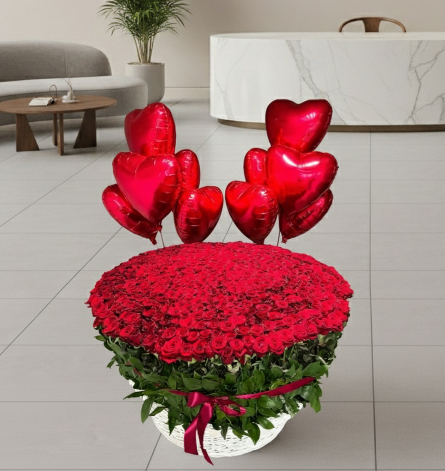 The Ultimate Delight Basket - 301 Red Roses