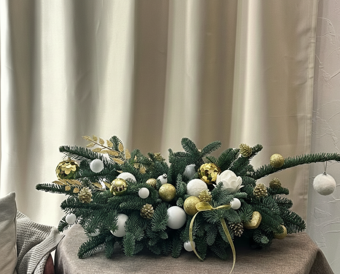 Gold & White Christmas Candle Centerpiece