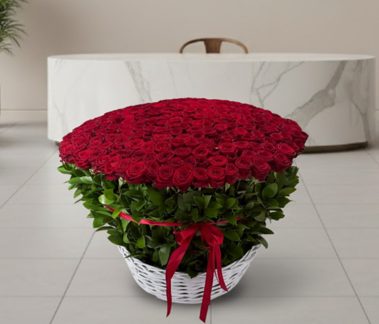 The Grand Amour Basket - 201 Red Roses