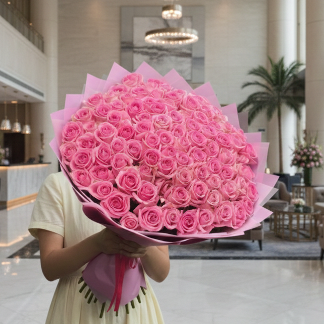 101 Pink Roses Bouquet