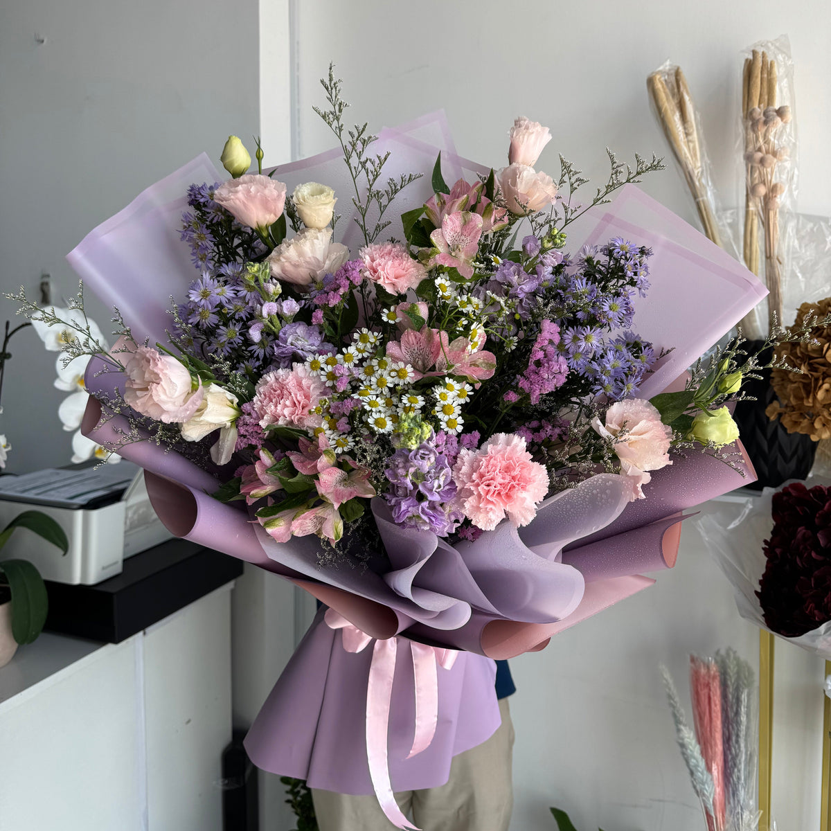 Lavender Meadow Purple Matthiola & Mixed Floral Bouquet