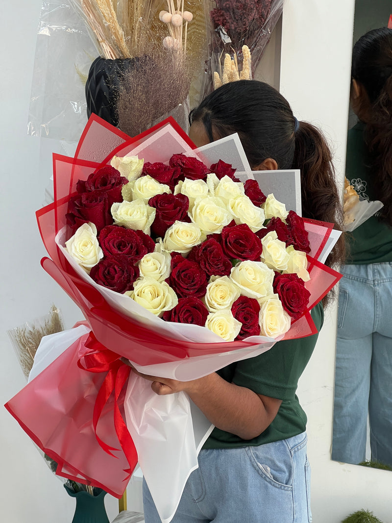 31 Red and White Roses