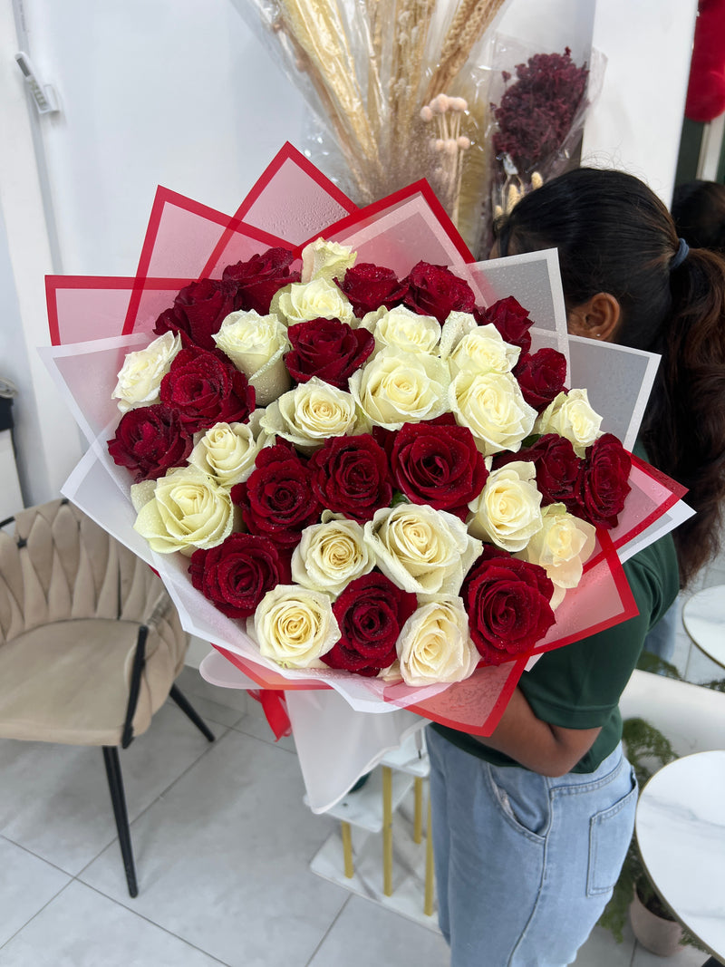 31 Red and White Roses