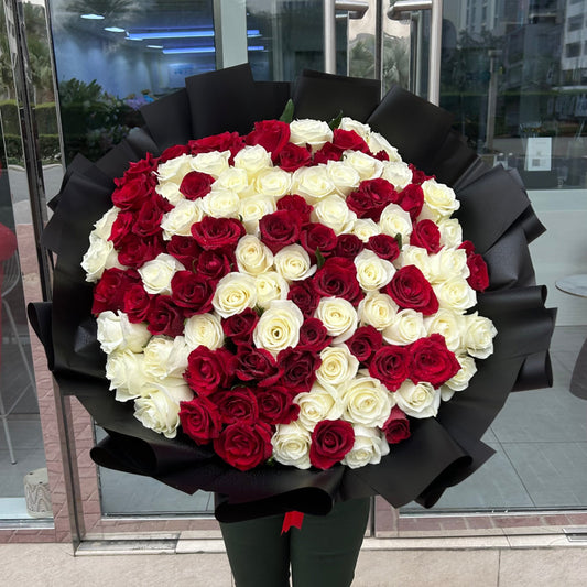 Eternal Romance - 101 Red and White Roses