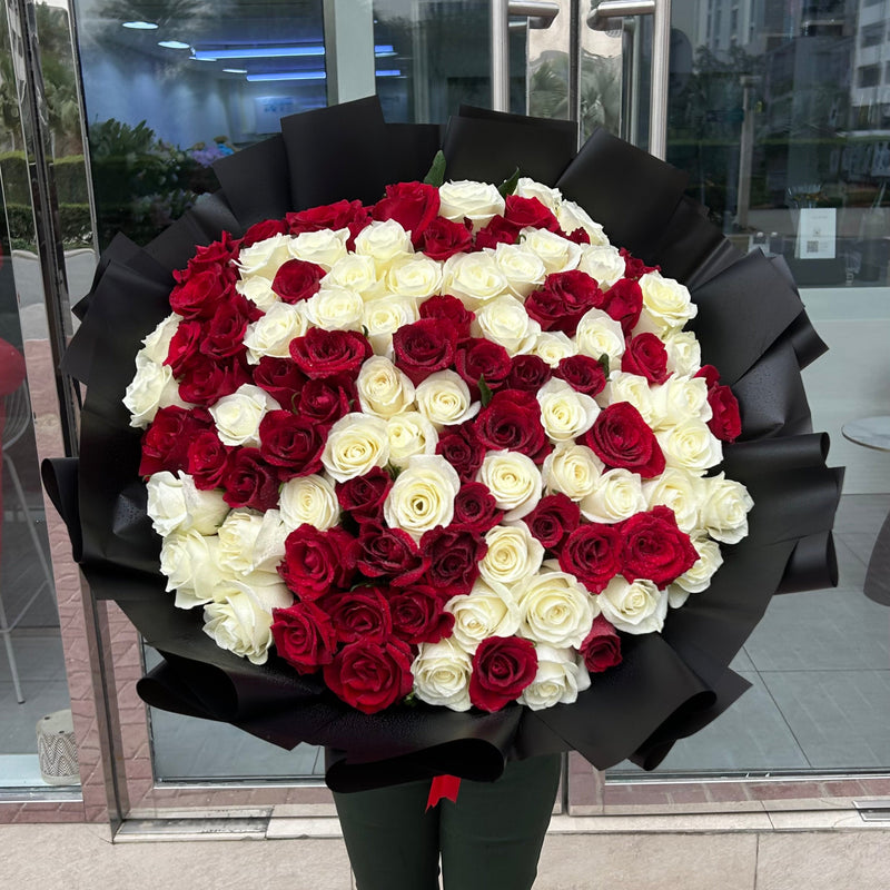 Eternal Romance - 101 Red and White Roses