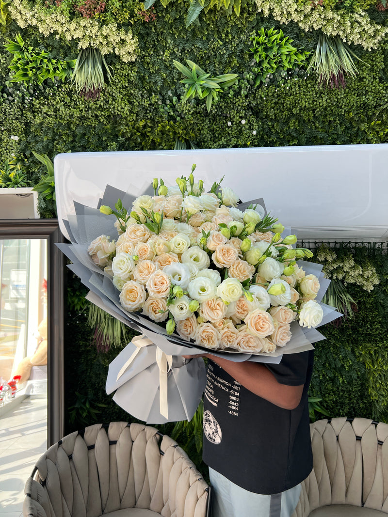 Peach Silk & Frost Bouquet