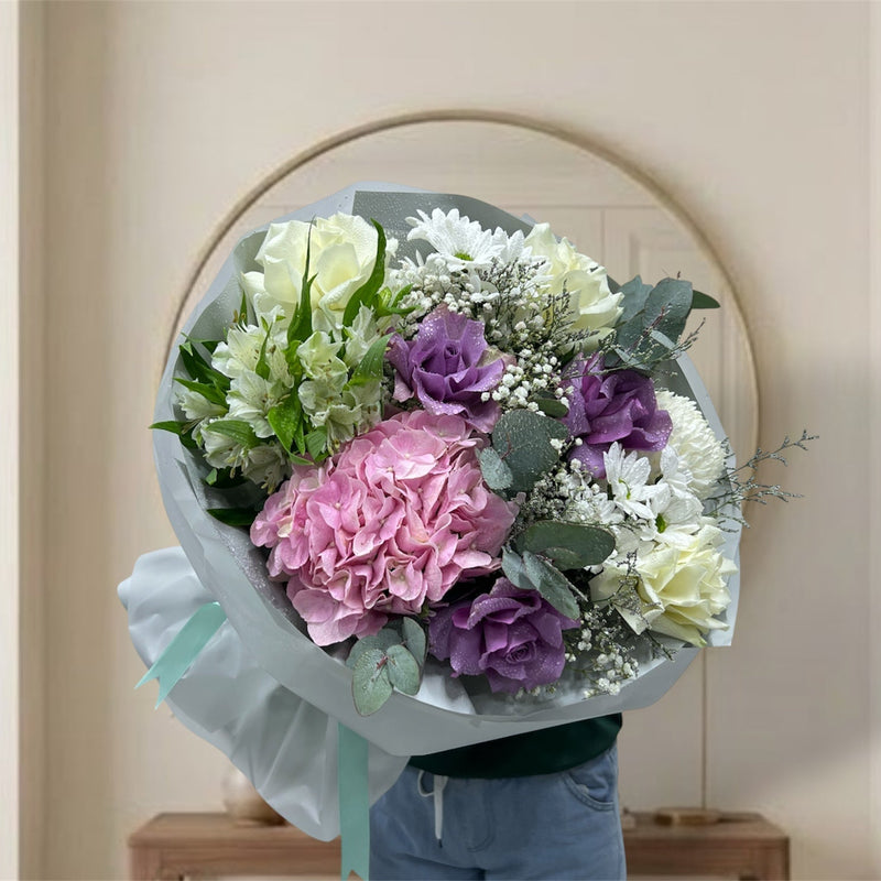 Enchanting Pink And Purple Garden Luxury Bouquet