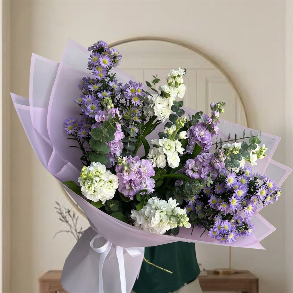 White & Purple Matthiola Bloom