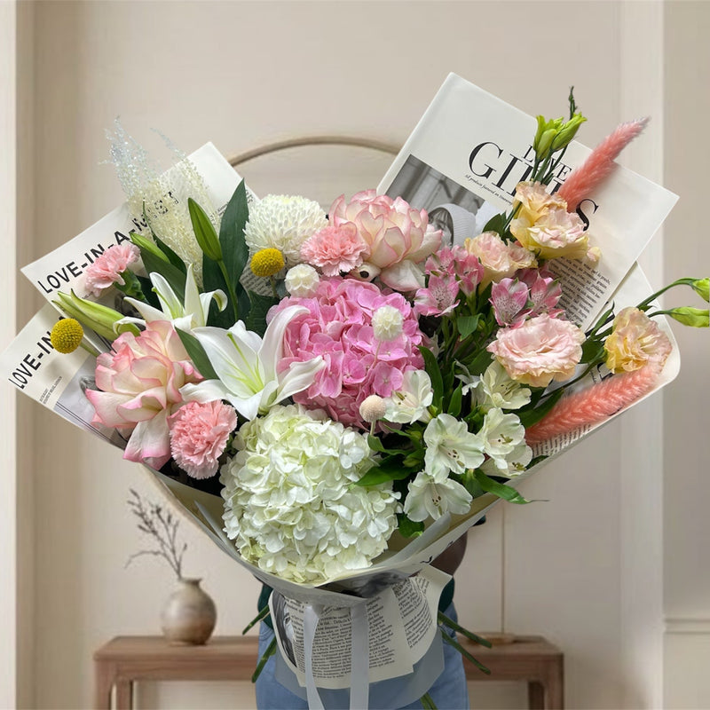 Signature Pink And White Garden Luxury Arrangement