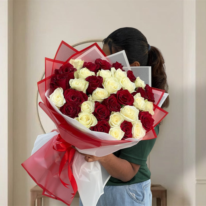 31 Red and White Roses