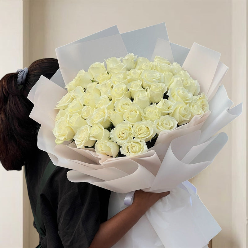35 White Roses Bouquet