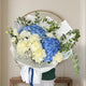 Celestial Blue Hydrangea And White Rose Royal Bouquet