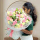 Blushing Pink Alstroemeria And White Rose Garden Bouquet