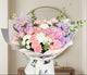 Enchanting Pink Hydrangea And Purple Matthiola Garden Bouquet