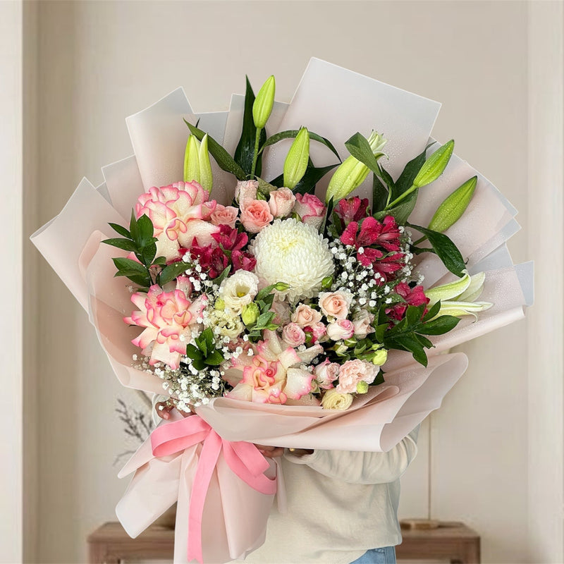 Luxurious Lily And White Blossom Statement Arrangement