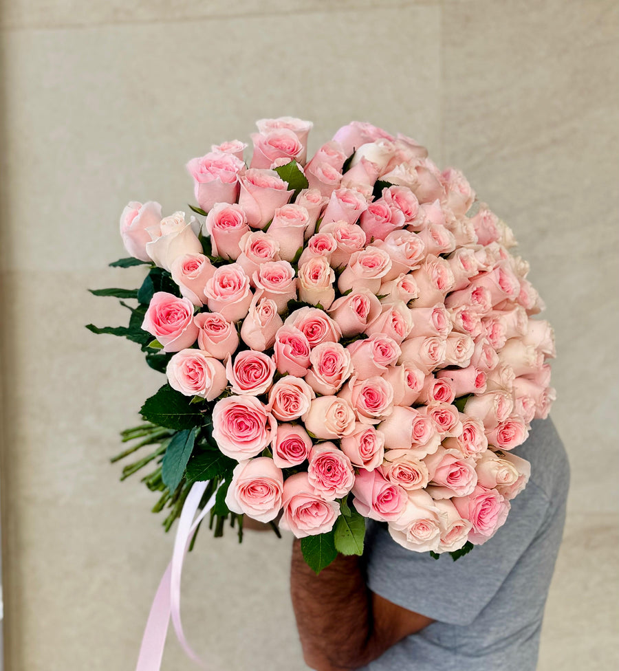 101 Pink Roses Bunch