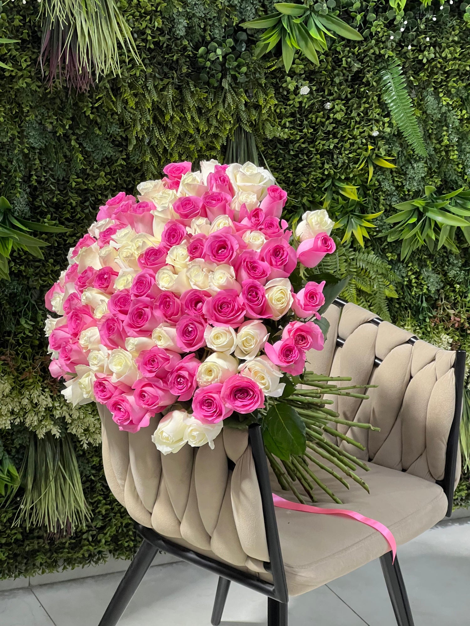 Pink & White Bliss - 101 Roses Bunch