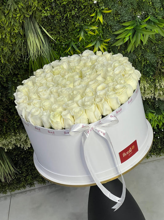 White Luxury Roses Box
