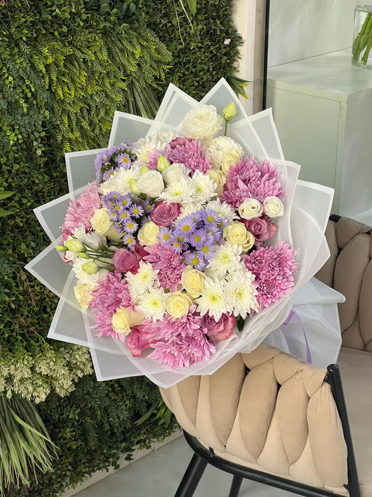 White & Violet Charm Bouquet