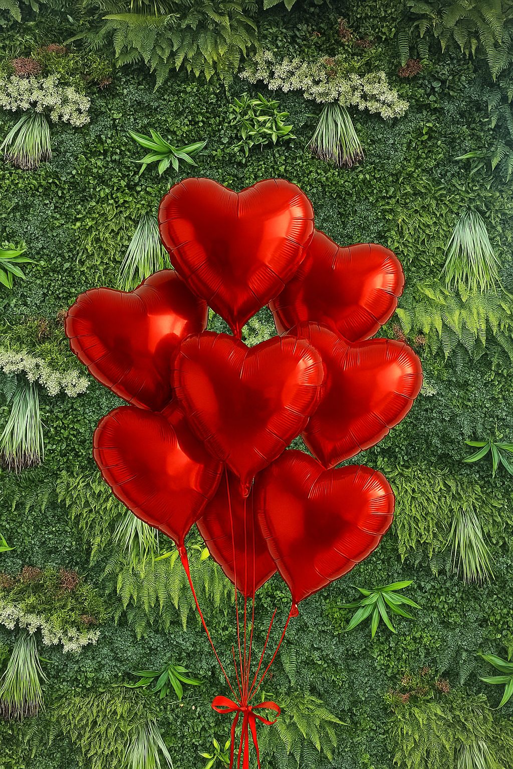 10 Red Heart Foil Balloons (Helium Filled)