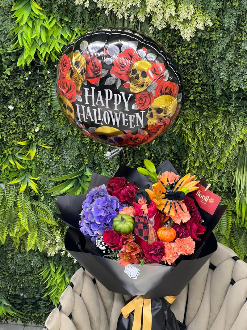 Midnight Witch Halloween Bouquet - with Foil Balloon