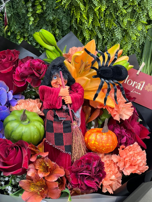 Midnight Witch Halloween Bouquet - with Foil Balloon