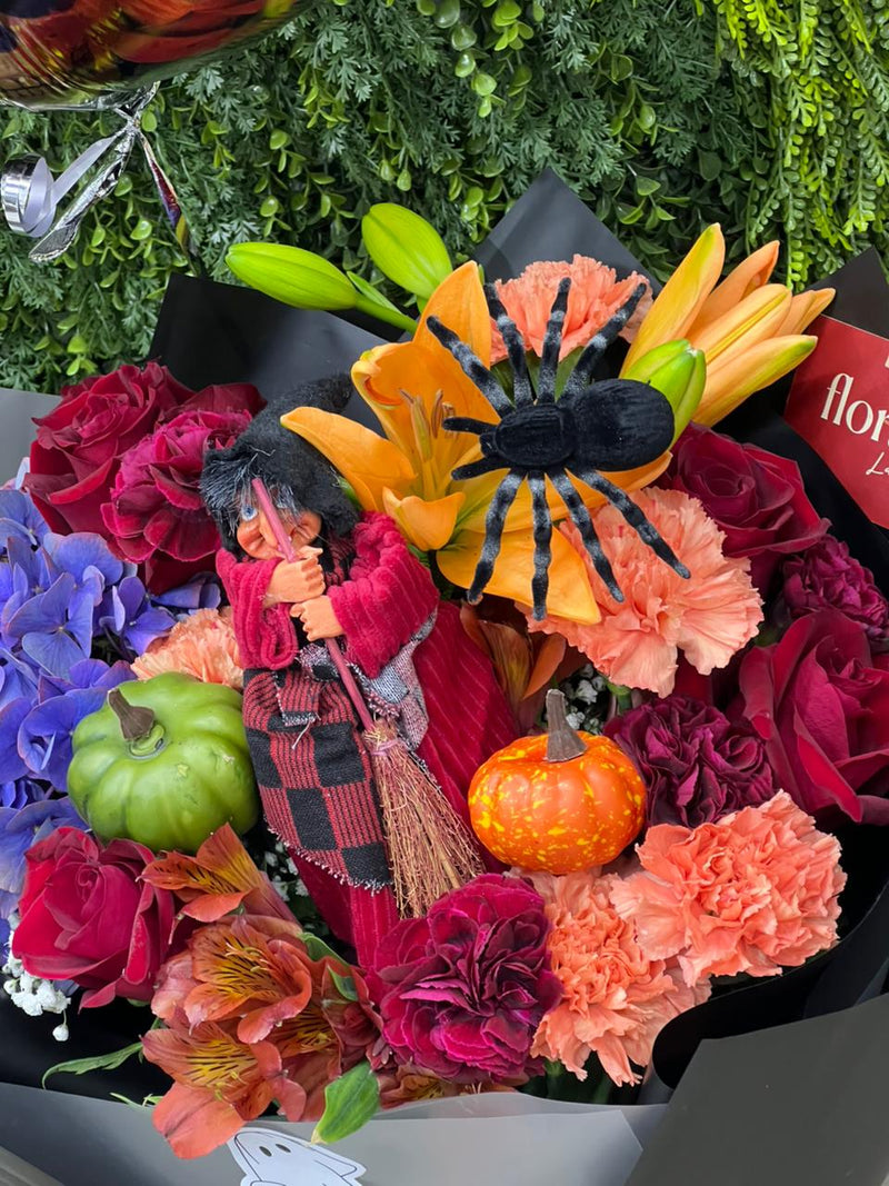 Midnight Witch Halloween Bouquet - with Foil Balloon