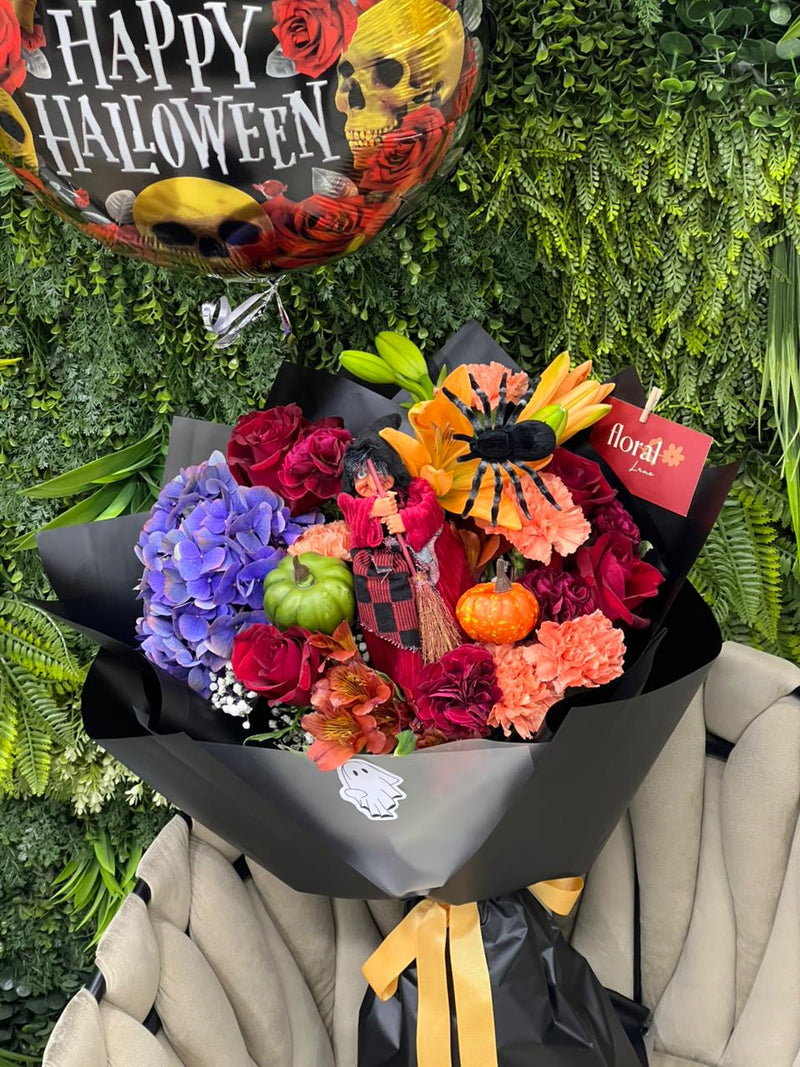 Midnight Witch Halloween Bouquet - with Foil Balloon