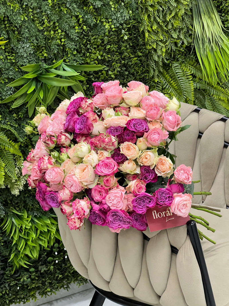 21 mixed bush roses bunch