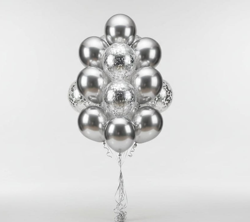 Silver Confetti Balloons