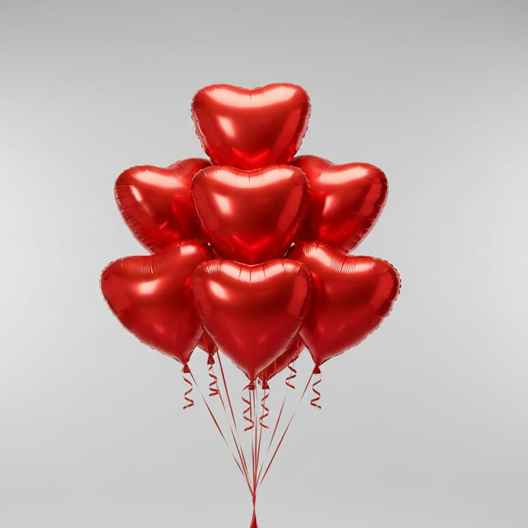 Red Heart Foil Balloons Set  (Helium Filled)