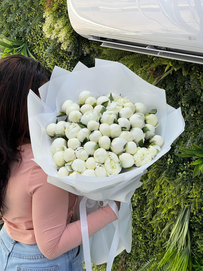 51 White Peony Bouquet