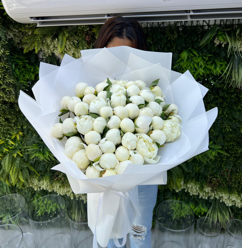 51 White Peony Bouquet