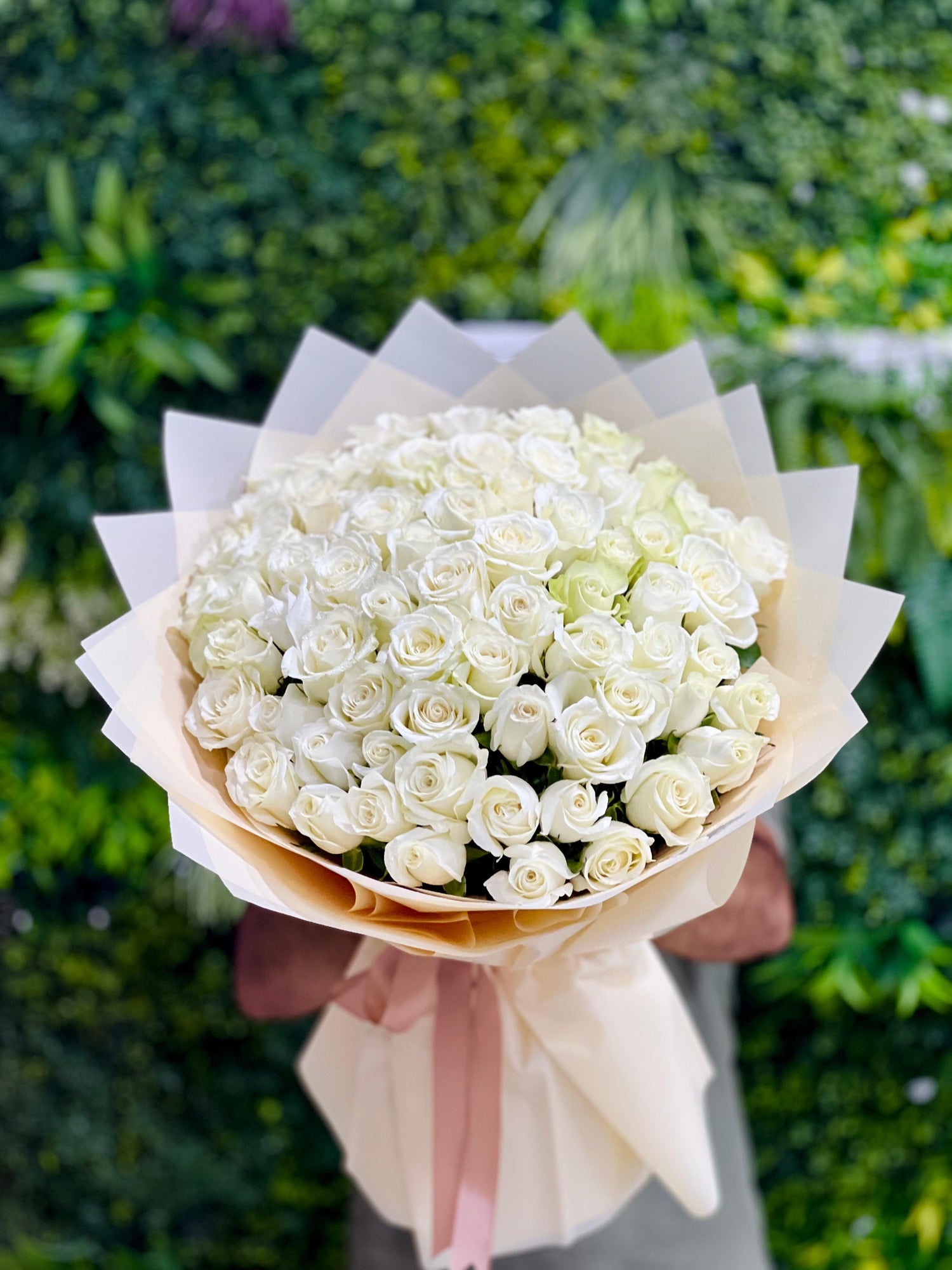 61 White Roses Bouquet